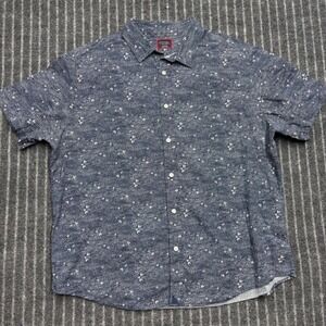 UNTUCKit Mens Joaquin Button Down Shirt XXL Navy Floral Wave Cotton Short Sleeve